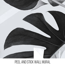 Cargar imagen en el visor de la galería, Elegant Black and White Leaves Wallpaper Mural - Serene Botanical Beauty #6606
