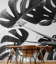 Load image into Gallery viewer, Elegant Black and White Leaves Wallpaper Mural - Serene Botanical Beauty #6606
