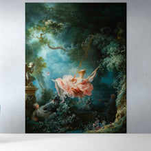 Cargar imagen en el visor de la galería, The Swing Wallpaper Painting. Retro Vintage Wall Mural Print. Bedroom Wall Art. French Artist Jean-Honoré Fragonard. #6609
