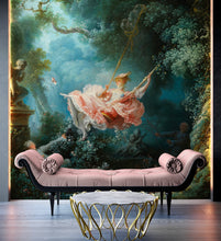 Load image into Gallery viewer, The Swing Wallpaper Painting. Retro Vintage Wall Mural Print. Bedroom Wall Art. French Artist Jean-Honoré Fragonard. #6609
