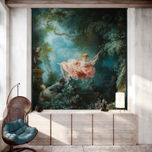 Load image into Gallery viewer, The Swing Wallpaper Painting. Retro Vintage Wall Mural Print. Bedroom Wall Art. French Artist Jean-Honoré Fragonard. #6609
