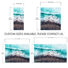 Cargar imagen en el visor de la galería, Ocean Waves over Cliff Wallpaper. Rocky Beach Wall Mural. Bright Aqua Color Beach Waves. #6624
