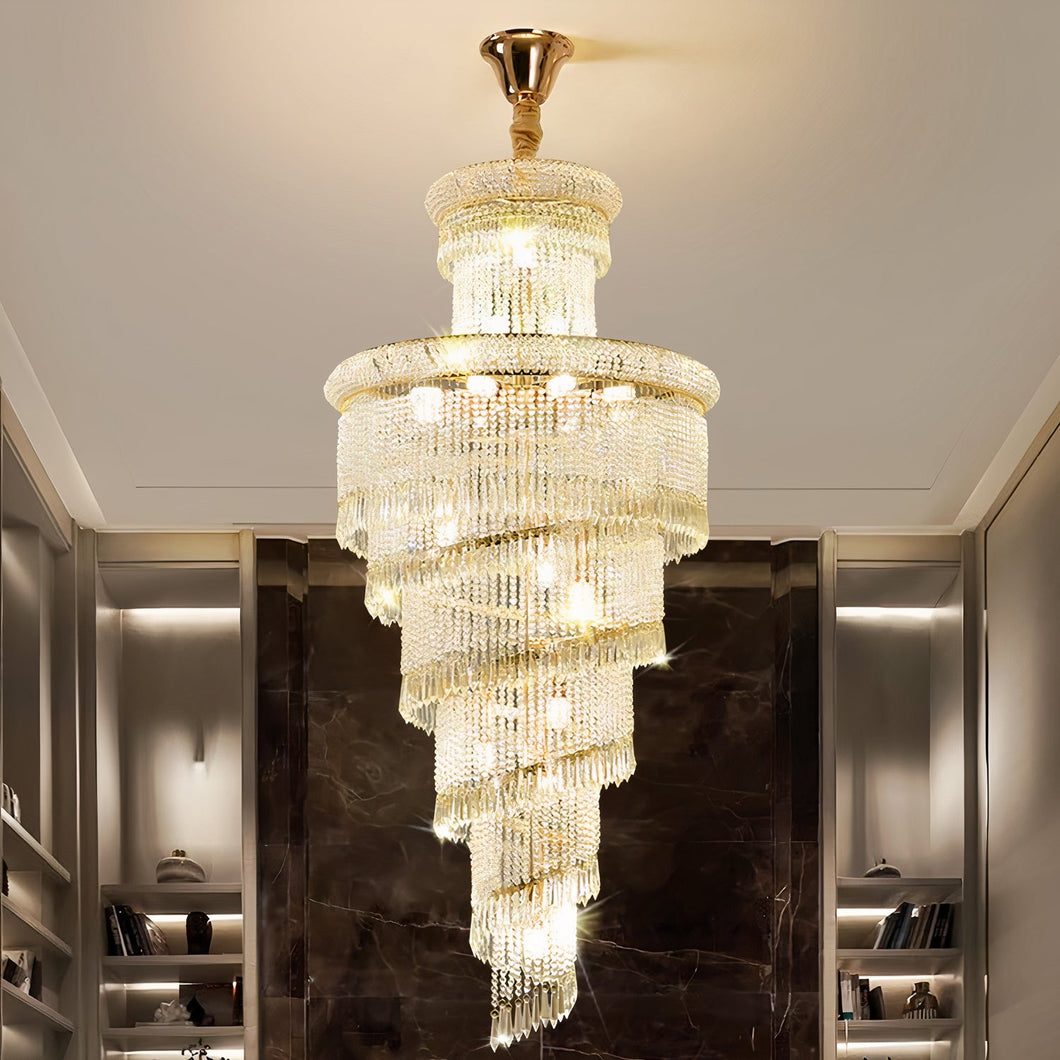 Luxurious Golden Cascade Crystal Chandelier