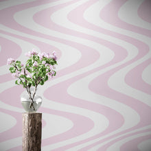 Cargar imagen en el visor de la galería, Pink Swirly Lines Abstract Wallpaper Mural. #6635
