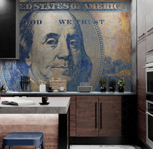 Carregar imagem no visualizador da galeria, Colorful Money Wallpaper. Benjamin Franklin 100 Dollar Bill Wall Mural. #6642
