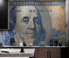 Carregar imagem no visualizador da galeria, Colorful Money Wallpaper. Benjamin Franklin 100 Dollar Bill Wall Mural. #6642
