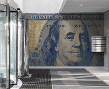 Cargar imagen en el visor de la galería, Colorful Money Wallpaper. Benjamin Franklin 100 Dollar Bill Wall Mural. #6642
