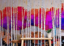 Load image into Gallery viewer, Colorful Vibrant Birch Tree Forest Wallpaper. #6649
