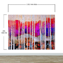 Cargar imagen en el visor de la galería, Colorful Vibrant Birch Tree Forest Wallpaper. #6649
