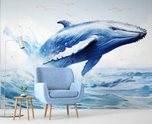 Load image into Gallery viewer, Humpback Whale Wallpaper. Marine Life Wall Art. #6651
