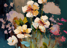 Load image into Gallery viewer, Flower Blossoms Wallpaper. Floral Oil Painting Peel and Stick Wall Mural. #6664
