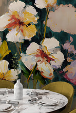 Carregar imagem no visualizador da galeria, Flower Blossoms Wallpaper. Floral Oil Painting Peel and Stick Wall Mural. #6664
