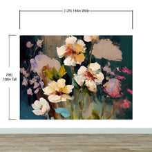 Cargar imagen en el visor de la galería, Flower Blossoms Wallpaper. Floral Oil Painting Peel and Stick Wall Mural. #6664
