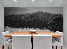 Load image into Gallery viewer, Black and White Mountain Over Looking Lake and Forest Wallpaper. #6671
