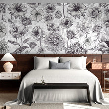 Cargar imagen en el visor de la galería, Black and White Flower Wallpaper Mural. #6676
