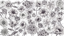 Cargar imagen en el visor de la galería, Black and White Flower Wallpaper Mural. #6676
