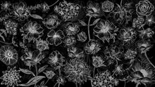 Carregar imagem no visualizador da galeria, Black Floral Background, Black and White Flower Wallpaper Mural. #6677
