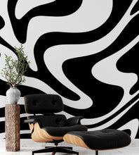 Load image into Gallery viewer, Black Swirly Line Wallpaper. Contemporary Art Decor. Modern Aesthetic. #6679
