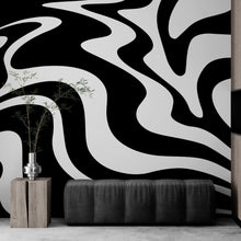 Load image into Gallery viewer, Black Swirly Line Wallpaper. Contemporary Art Decor. Modern Aesthetic. #6679
