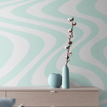 Cargar imagen en el visor de la galería, Mint Color Swirly Lines Abstract Wallpaper Mural. #6689
