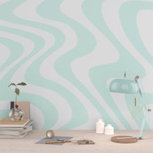 Cargar imagen en el visor de la galería, Mint Color Swirly Lines Abstract Wallpaper Mural. #6689
