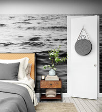 Load image into Gallery viewer, Black and White Ocean Wave Wallpaper. Peel and Stick Wall Mural. #6691
