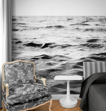 Load image into Gallery viewer, Black and White Ocean Wave Wallpaper. Peel and Stick Wall Mural. #6691
