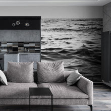 Load image into Gallery viewer, Black and White Ocean Wave Wallpaper. Peel and Stick Wall Mural. #6691
