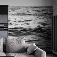 Load image into Gallery viewer, Black and White Ocean Wave Wallpaper. Peel and Stick Wall Mural. #6691
