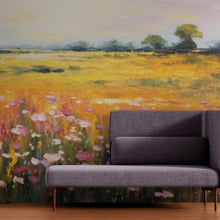 Cargar imagen en el visor de la galería, Colorful Yellow Flower Field Painting Wallpaper Mural. #6692
