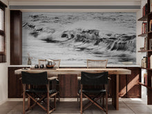 Cargar imagen en el visor de la galería, Ocean Wave Wallpaper. Black and White Surf Theme Wall Mural. #6709
