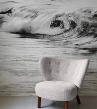 Cargar imagen en el visor de la galería, Ocean Wave Wallpaper. Black and White Surf Theme Wall Mural. #6709
