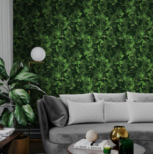 Cargar imagen en el visor de la galería, Green Leaves Pattern Wallpaper Mural. Botanical Wall Mural. #6744
