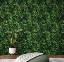 Carregar imagem no visualizador da galeria, Green Leaves Pattern Wallpaper Mural. Botanical Wall Mural. #6744
