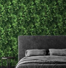 Cargar imagen en el visor de la galería, Green Leaves Pattern Wallpaper Mural. Botanical Wall Mural. #6744
