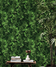 Cargar imagen en el visor de la galería, Green Leaves Pattern Wallpaper Mural. Botanical Wall Mural. #6744
