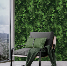 Cargar imagen en el visor de la galería, Green Leaves Pattern Wallpaper Mural. Botanical Wall Mural. #6744
