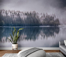 Load image into Gallery viewer, Pine Trees Forest Lake View Wall Mural Wallpaper. #6754
