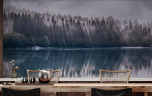 Carregar imagem no visualizador da galeria, Pine Trees Forest Lake View Wall Mural Wallpaper. #6754
