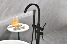 Carregar imagem no visualizador da galeria, Mount Bathtub Faucet Freestanding Tub Filler Matte Black Standing High Flow Shower Faucets with Handheld Shower Mixer Taps Swivel Spout
