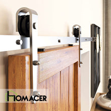 Cargar imagen en el visor de la galería, Non-Bypass Sliding Barn Door Hardware Kit - Arrow Design Roller - Silver Finish
