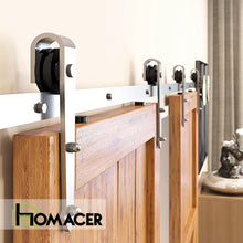 Carregar imagem no visualizador da galeria, Non-Bypass Sliding Barn Door Hardware Kit - Arrow Design Roller - Silver Finish
