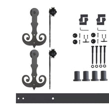 Cargar imagen en el visor de la galería, Non-Bypass Sliding Barn Door Hardware Kit - Mustache Design Roller
