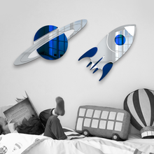 Load image into Gallery viewer, 2-Piece Set | Planet Saturn &amp; Space Rocket Decor
