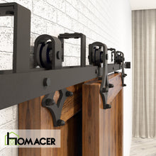 Carregar imagem no visualizador da galeria, Double Track U-Shape Bypass Sliding Barn Door Hardware Kit - Diamond Design Roller
