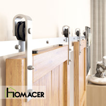 Carregar imagem no visualizador da galeria, Non-Bypass Sliding Barn Door Hardware Kit - Classic Design Roller - Silver Finish
