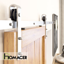 Cargar imagen en el visor de la galería, Non-Bypass Sliding Barn Door Hardware Kit - Classic Design Roller - Silver Finish
