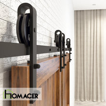 Carregar imagem no visualizador da galeria, Non-Bypass Sliding Barn Door Hardware Kit - Spoke Wheel Design Roller
