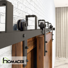 Load image into Gallery viewer, Double Track U-Shape Bypass Sliding Barn Door Hardware Kit - Straight Design Roller
