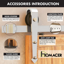 Cargar imagen en el visor de la galería, Non-Bypass Sliding Barn Door Hardware Kit - Arrow Design Roller - Silver Finish
